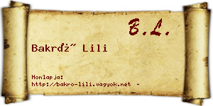 Bakró Lili névjegykártya